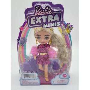 Barbie Extra Minis Doll 5.5 in Gold Crown Doll Stand Included New